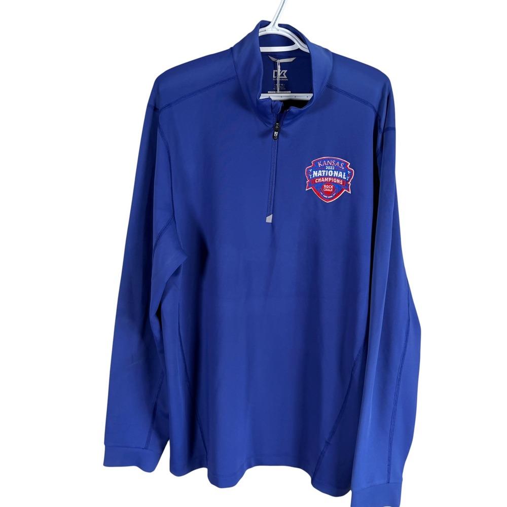 Cutter & Buck Traverse 1/4 Zip Pullover Kansas Jayhawks National‎ Champs Mens XL